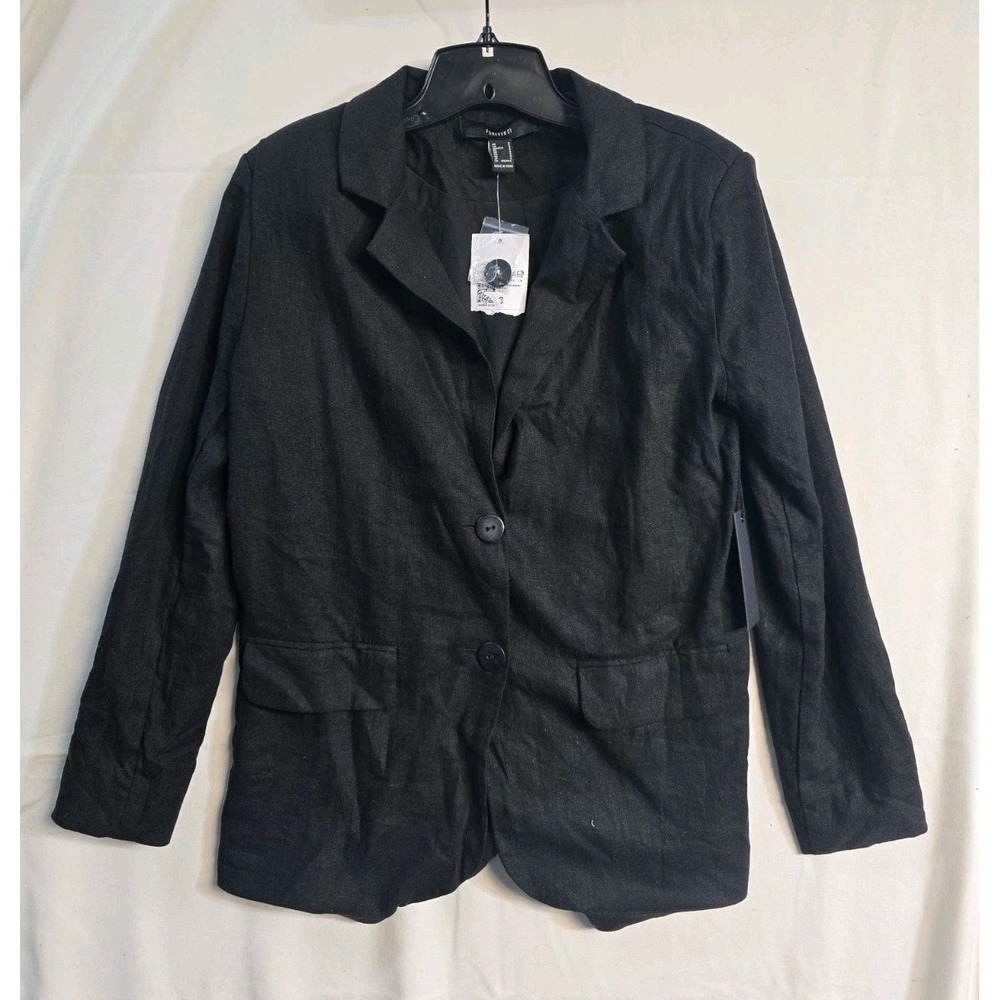 Forever 21 Women's Linen Blend Blazer Small Black NWT